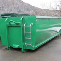 Rollcontainer mit 20 m³ Volumen aus der Serie EKO1, spantenfrei, grün lackiert und offen ausgeführt