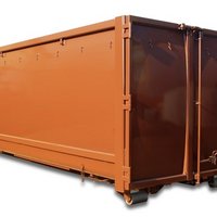 Abrollcontainer mit 36 m³ Volumen aus der Serie EKO2, offen ausgeführt in Braun mit Flügeltüre